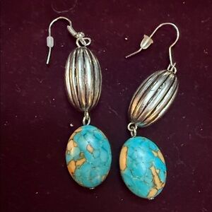 Vintage Silver and Turquoise Dangle Earrings